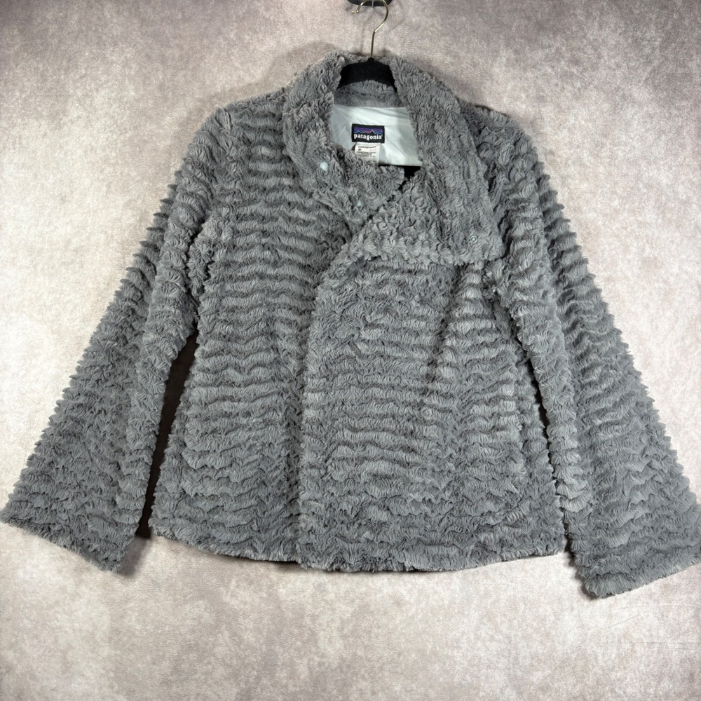 Patagonia Pelage Fleece Jacket Womens Size Small Grey Plush Sherpa Wrap Faux Fur